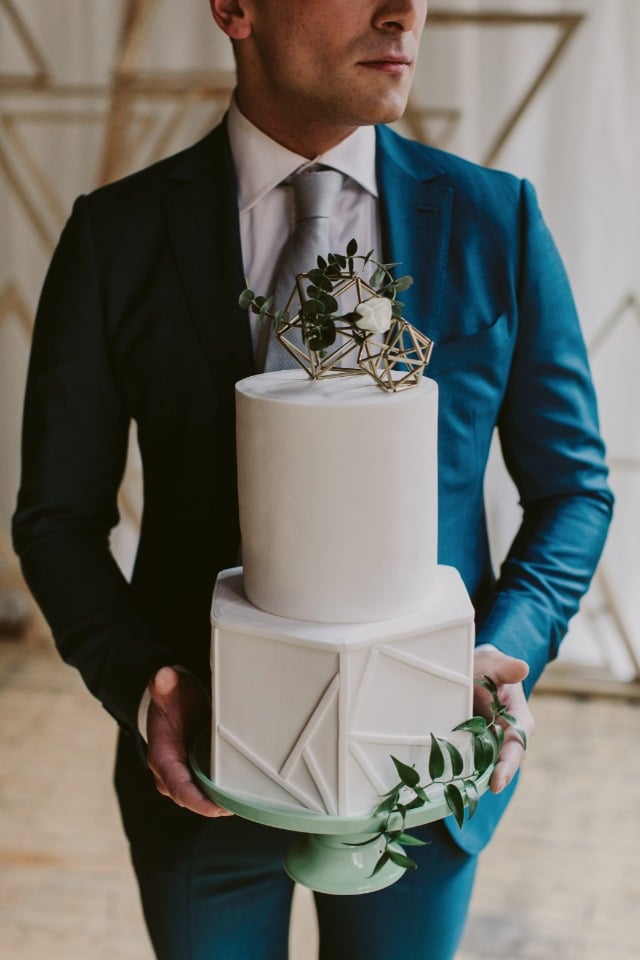 modern geometric wedding cake