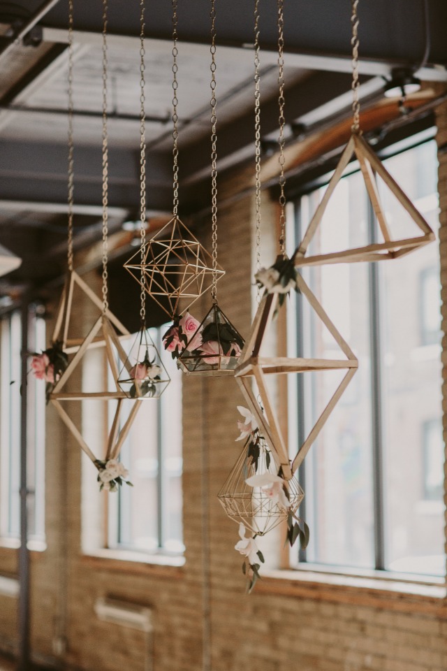geometric floral hanging wedding decor