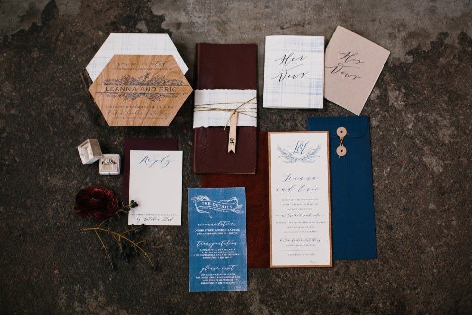 moody and masculine wedding stationery