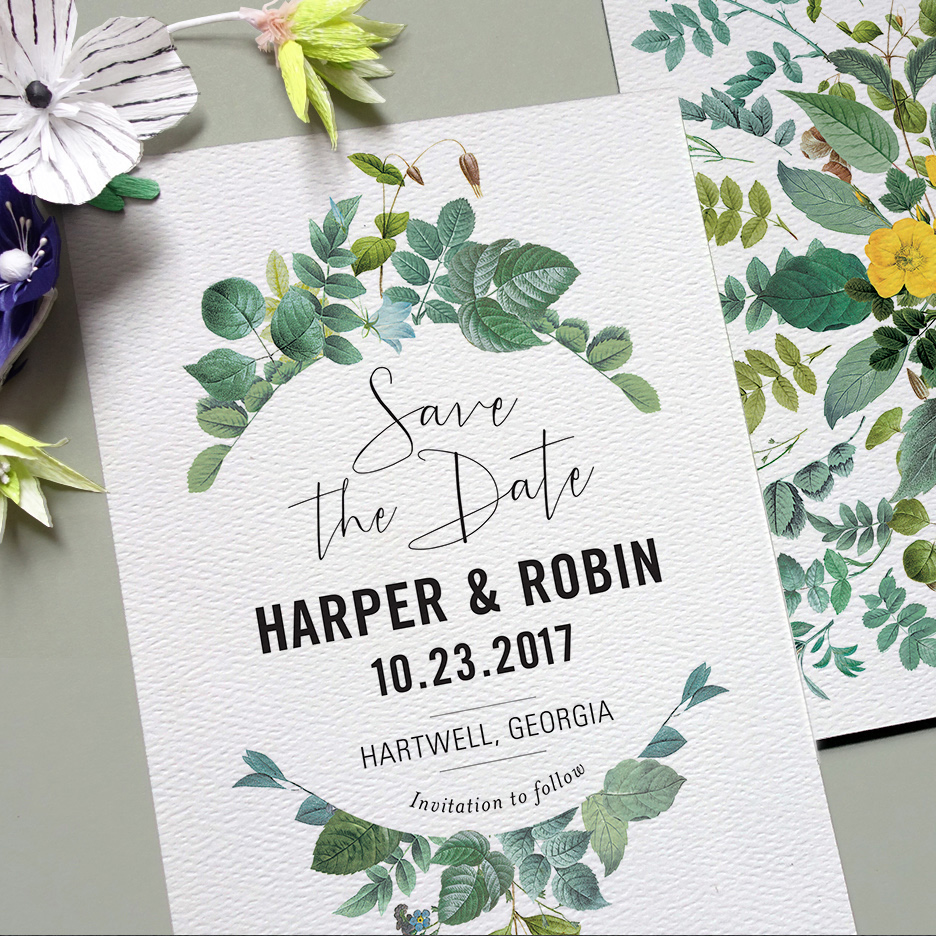 gotta love greenery save the date from Printable Press