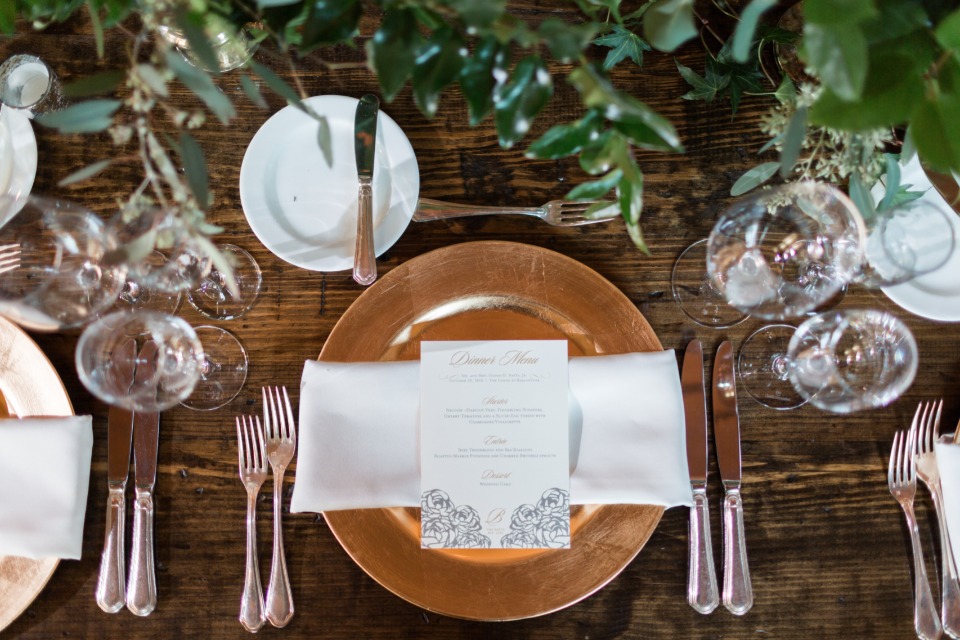 gold and organic wedding table