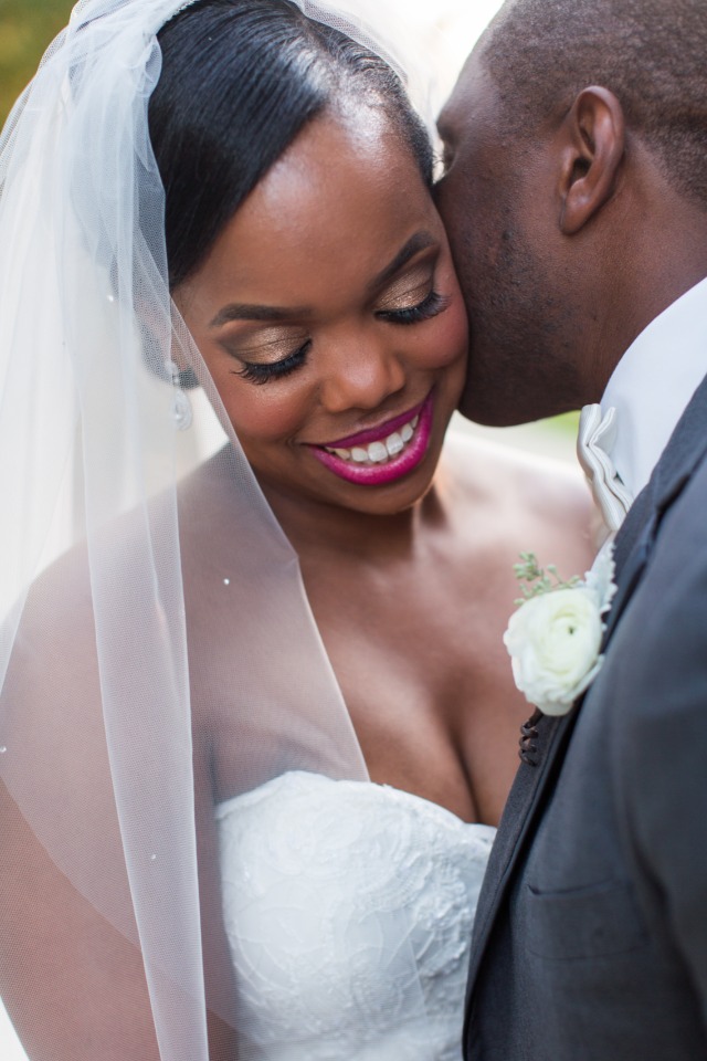beautiful bride with pink lip