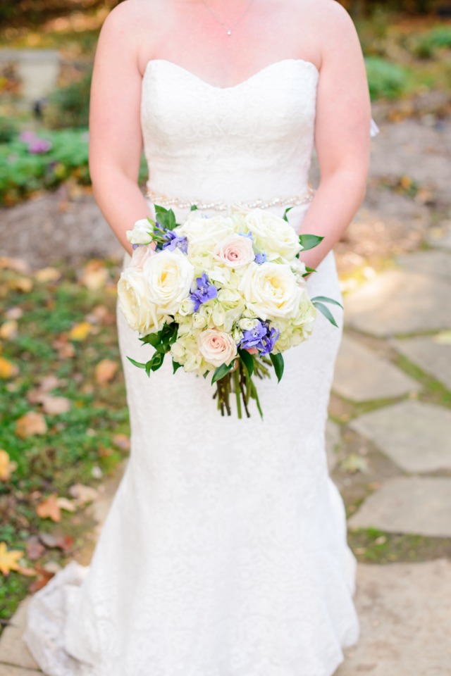 blue and white wedding dress