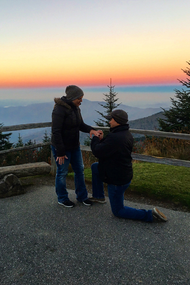 mountain top sunrise engagement ring