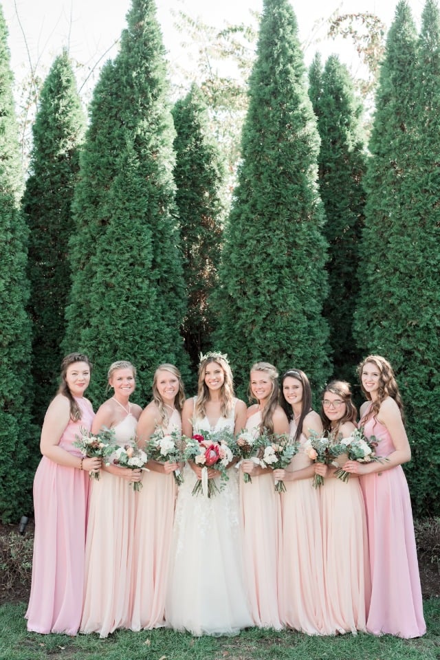 blush and pink bridesmaid dresses