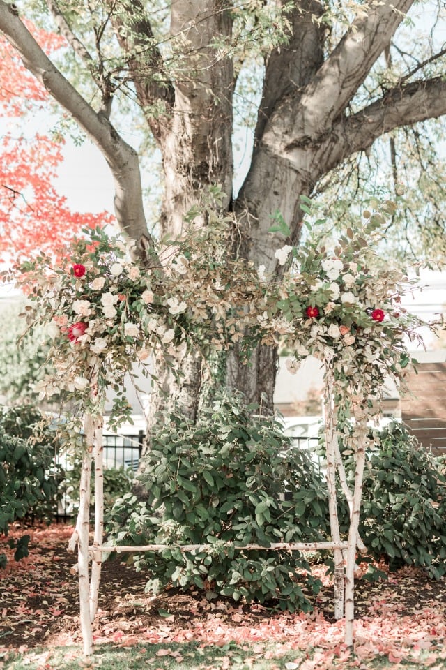 October garden wedding ceremony decor