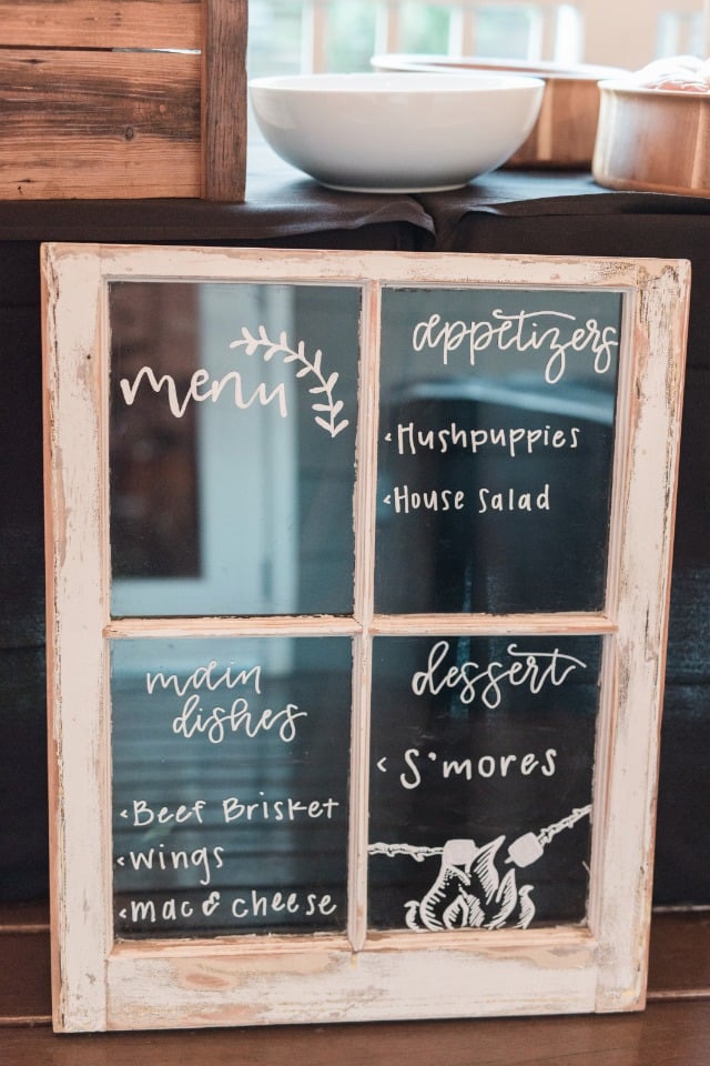 window wedding menu