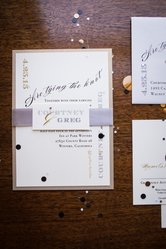 a touch of purple and fun wedding invitation