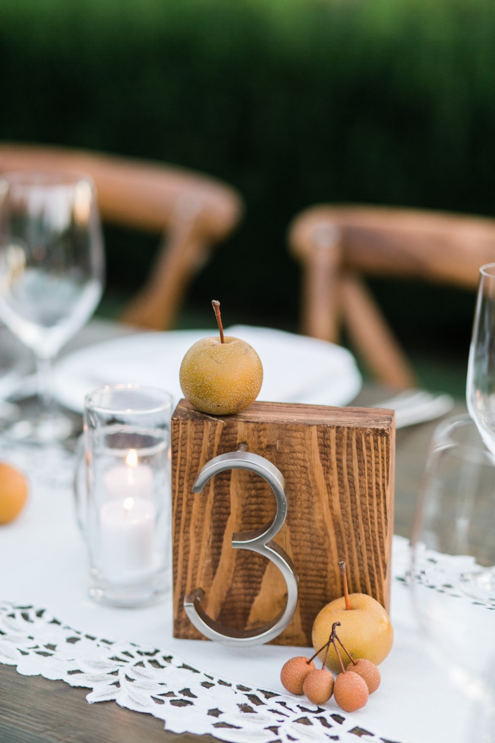 wooden and metal table number