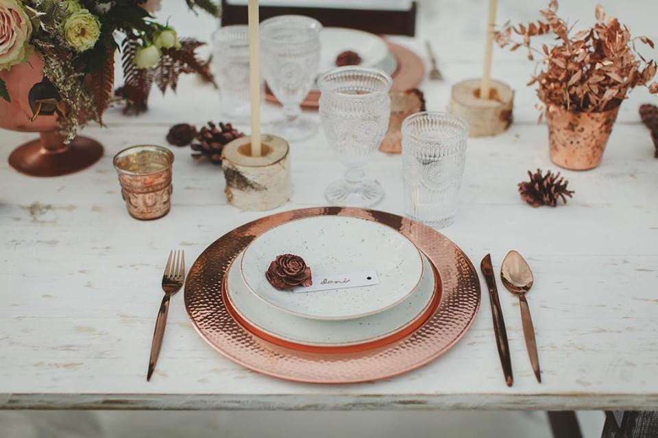 Copper place setting
