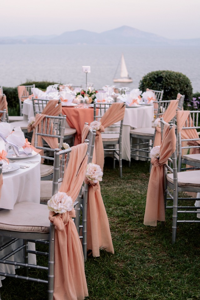 sea side wedding reception in Greece