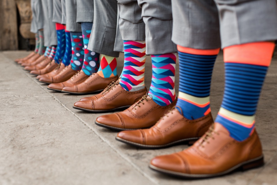 Mismatched groomsmen socks
