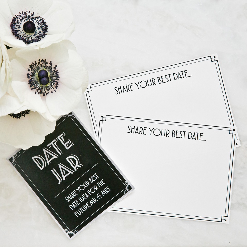 date jar cards for the bride and her groom