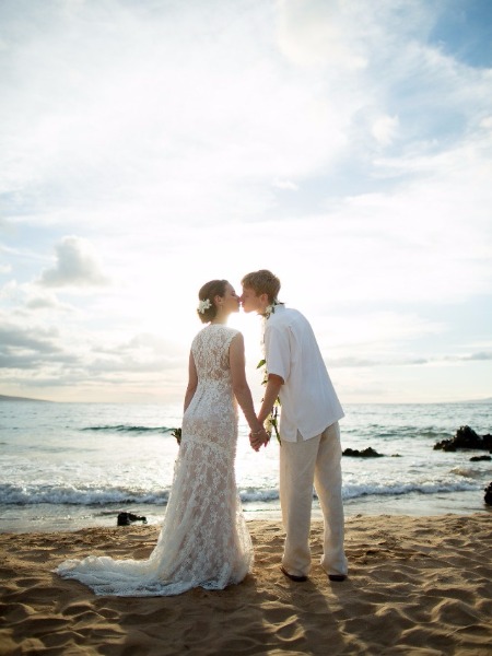 An Intimate Pink and Gold Sunset Wedding In Hawaii
