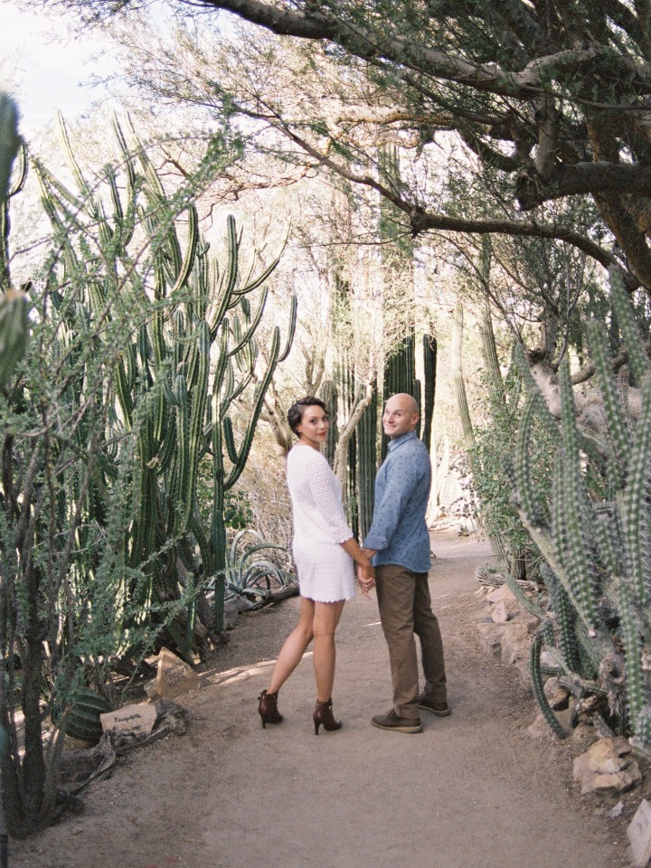 Cactus garden engagement shoot