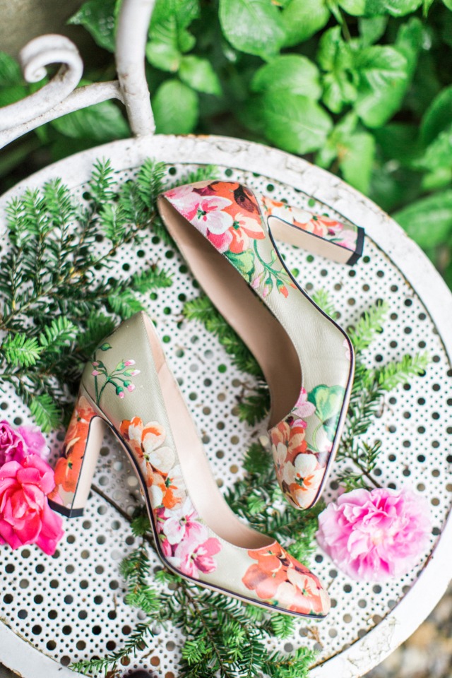fresh flowers themed wedding shoes
