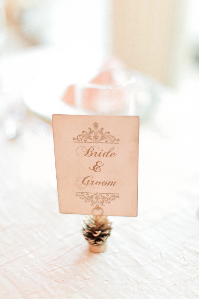 Bride and groom table sign