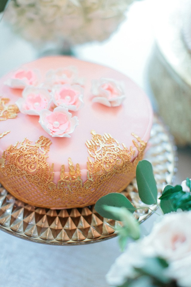 Beautiful pink and gold cake