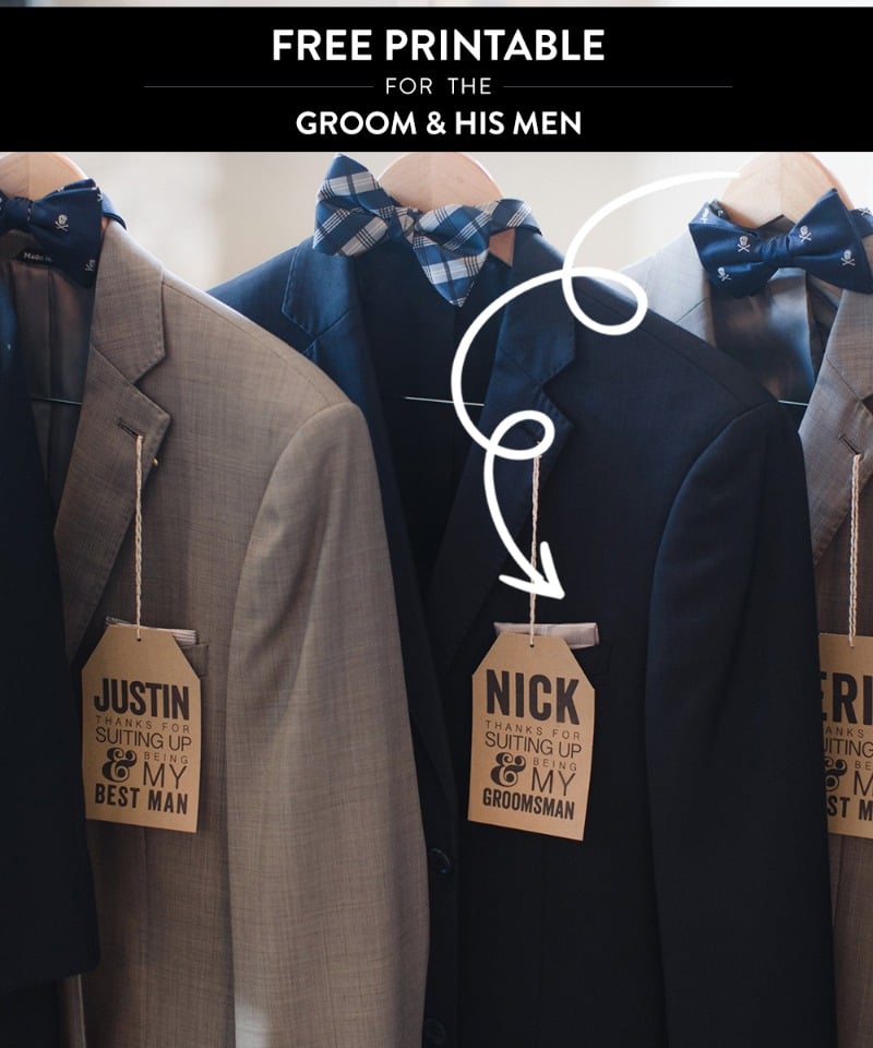 Free printable for all the Groomsman, so they know whos suit is whos