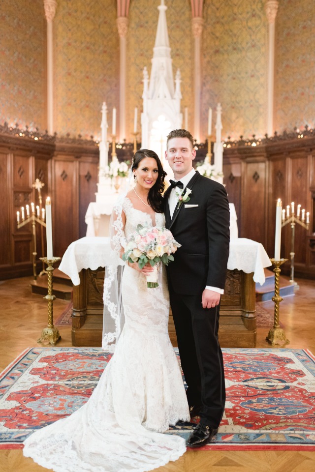 cathedral wedding for this formal bride and groom