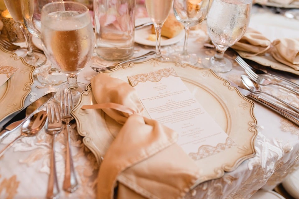 gold and vintage style place setting