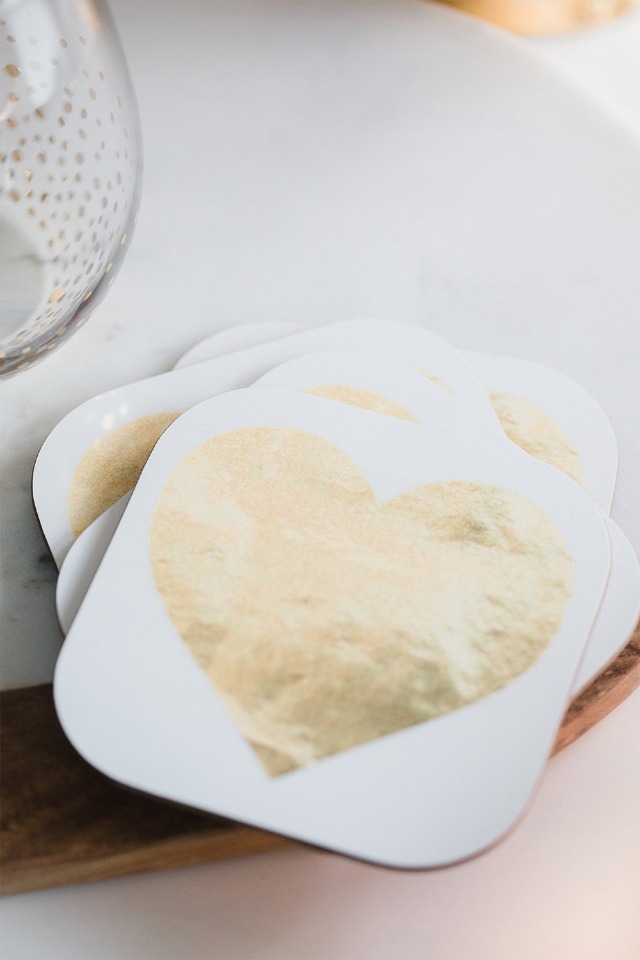 gold heart coasters from Wayfair