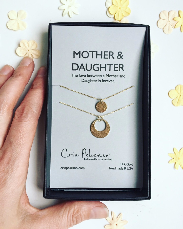 Mother Daughter gold necklace