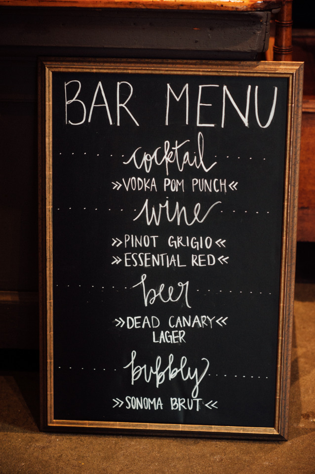 chalkboard bar menu for wedding