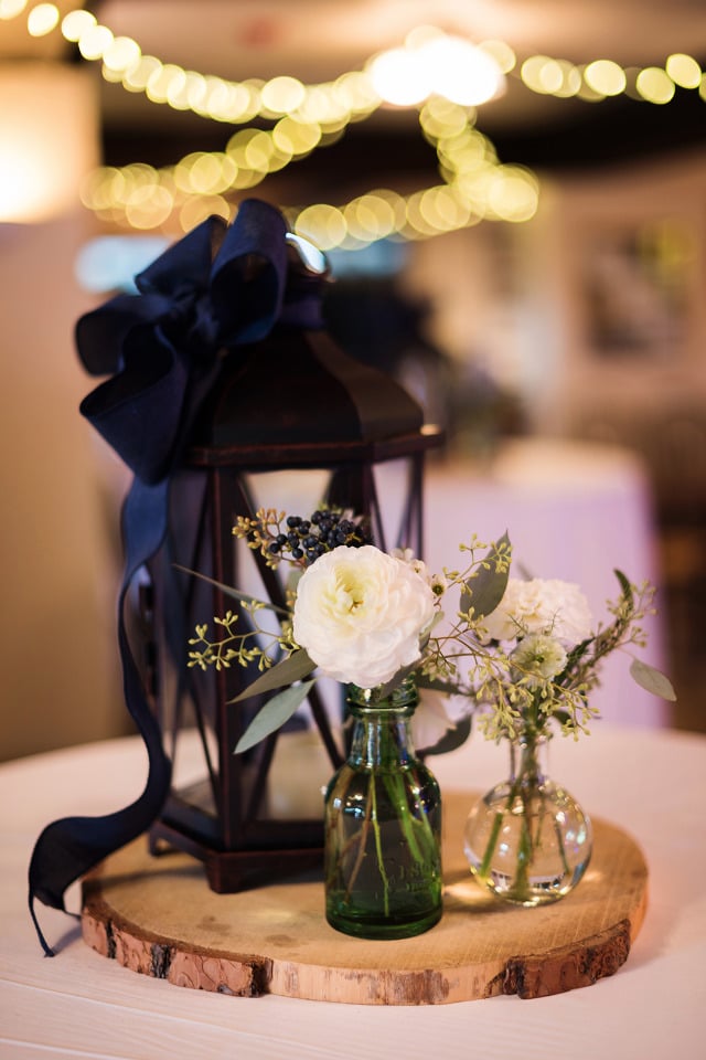 rustic wedding centerpiece with lantern