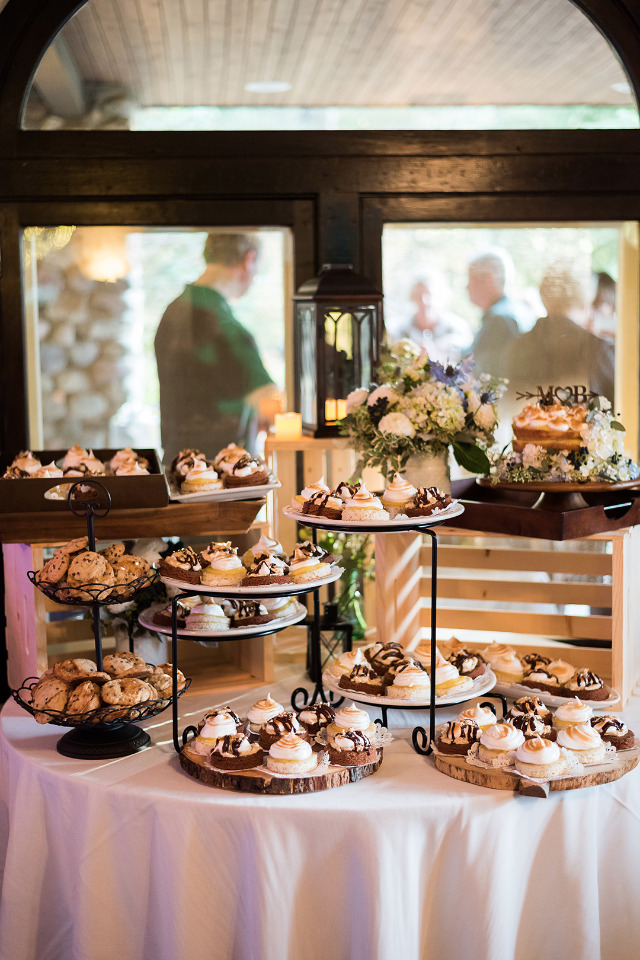 rustic wedding desserts display