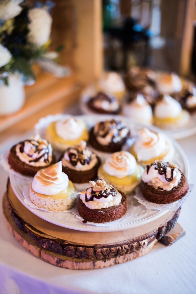 lemon meringue and chocolate wedding desserts