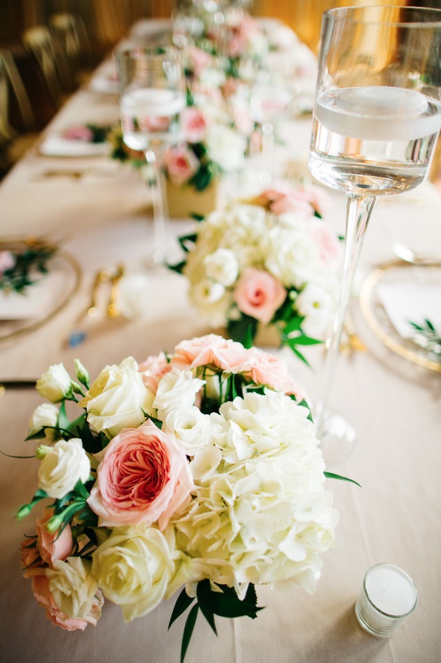 pink and white wedding centerpieces