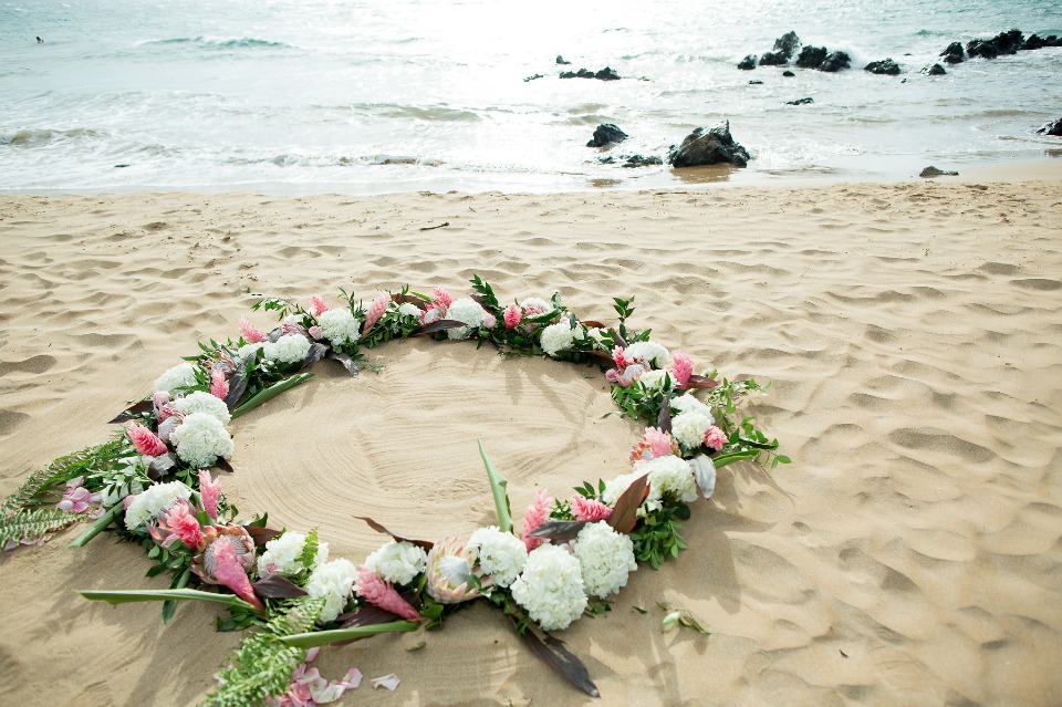 flower halo for a Hawaiian beach ceremony