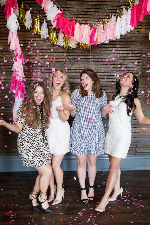 cute pink and gold confetti photobooth
