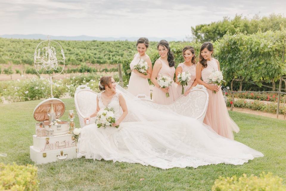 Gorgeous photo op with the bridesmaids