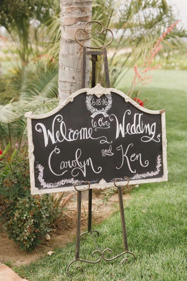 Pretty chalkboard wedding sign