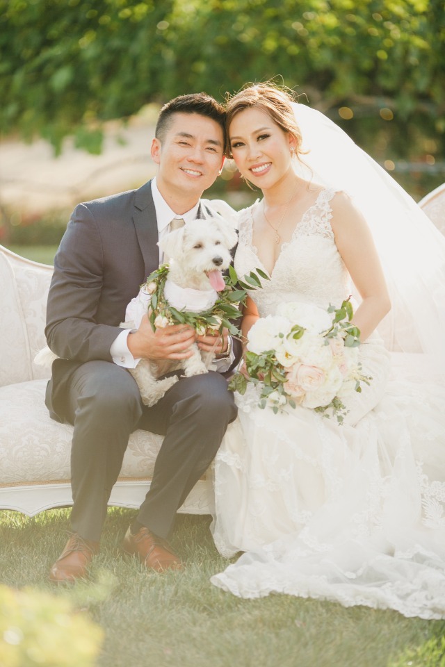 Romantic vineyard wedding with flower pup