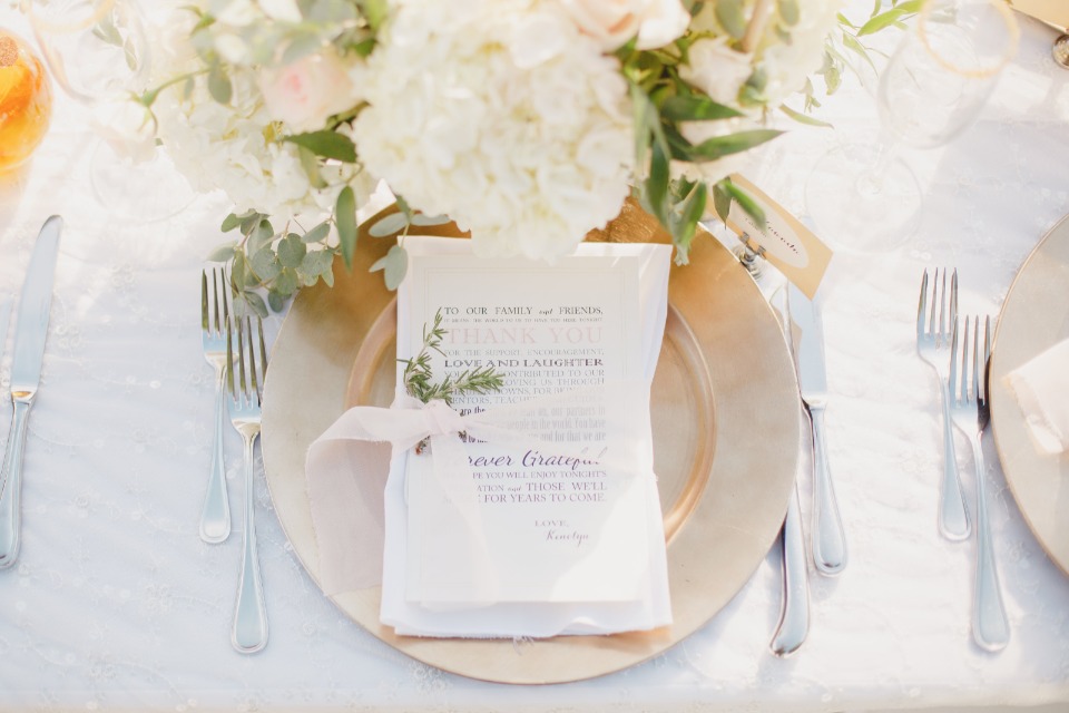 Elegant wedding menu