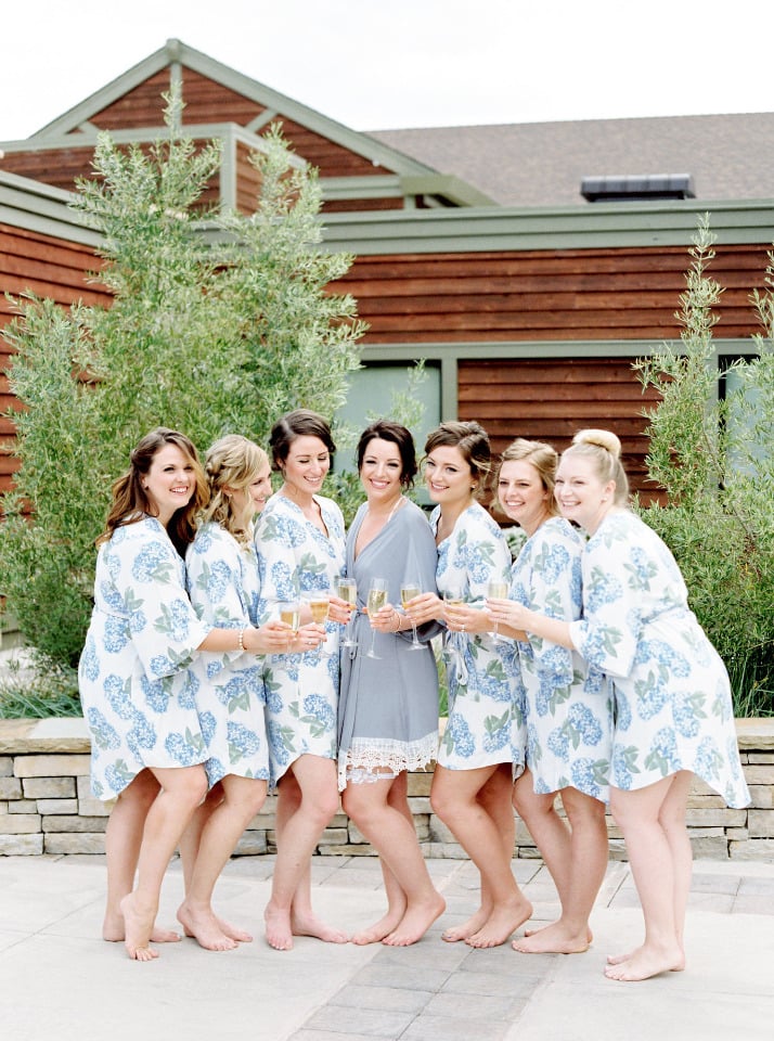 fun floral blue and white getting ready robes