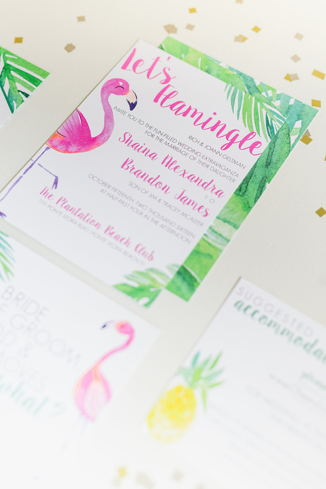 flamingo wedding invite