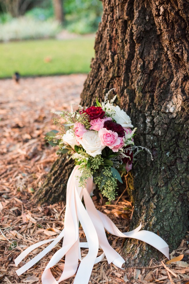pink red and white wedding bouquet
