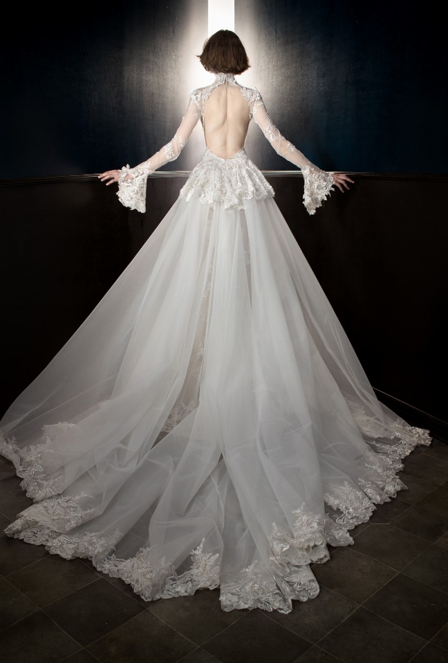 Back of Tesla gown with removable train from Galia Lahav