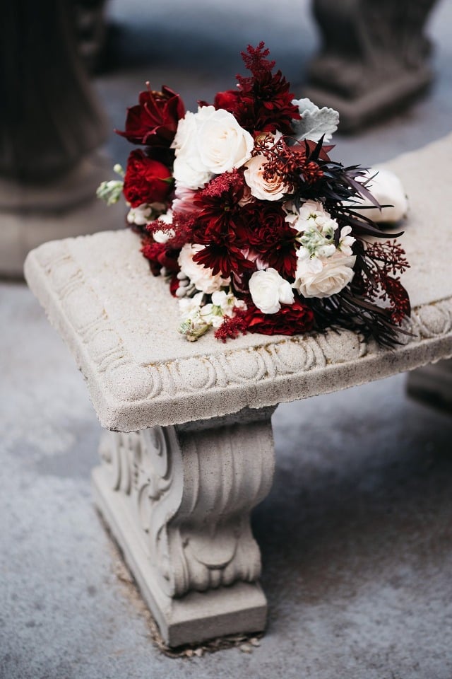 Beautiful shades of red wedding bouquet