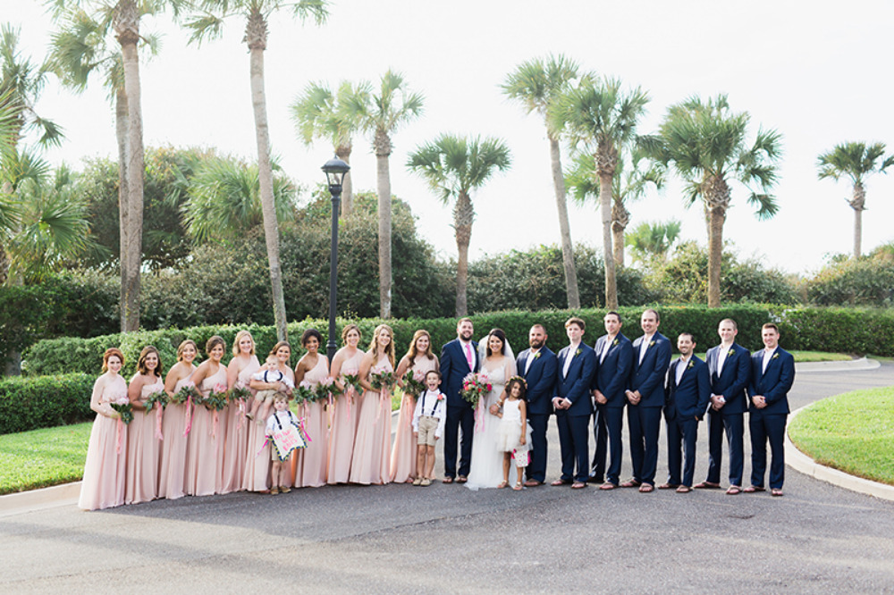 pink and navy blue wedding party