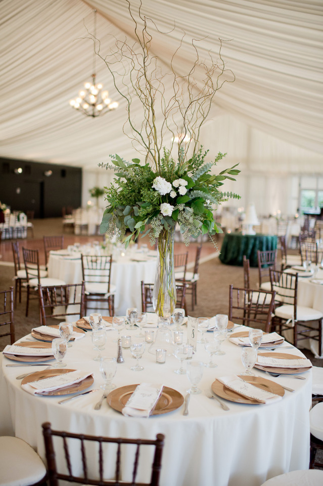 tall wedding centerpiece with curly branches