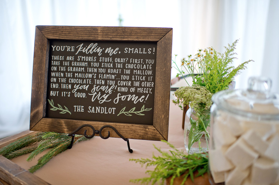 sandlot wedding decor s'mores sign