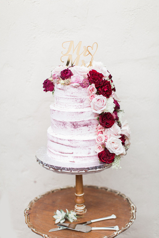 beautiful flower topped wedding cake