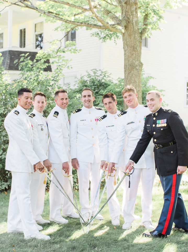 Navy groom and his men