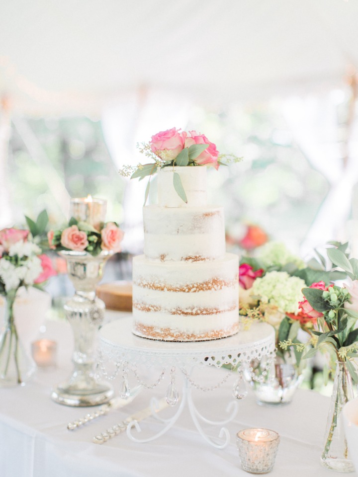 Simple and sweet naked wedding cake