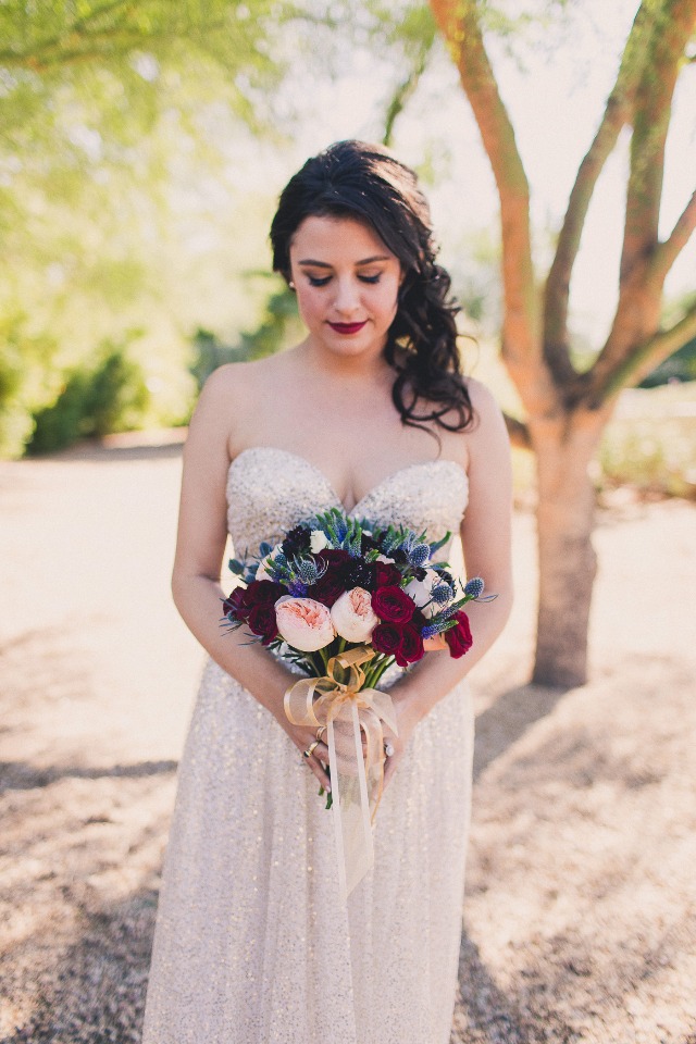 Blush, red and lavender bouquet